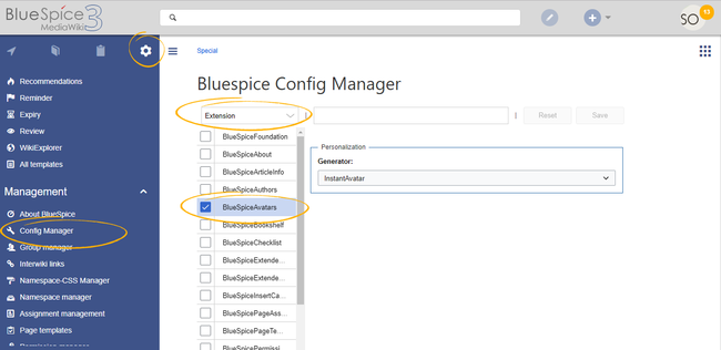 Settings in Config manager