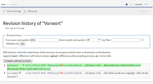 Screenshot: Approved version marked in color by VisualDiff