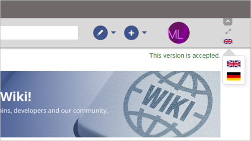 Screenshot: Language switch with interwiki links