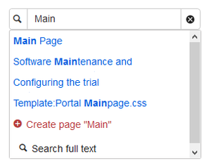 Search field on the page