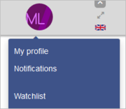 Screenshot: user menu watchlist