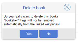 Screenshot: delete book menu
