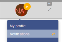 Screenshot: user menu notifications