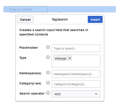 Inserting TagSearch on a page