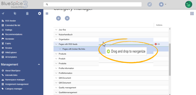 Using drag & drop to order categories