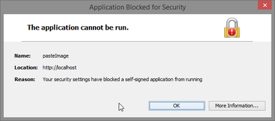 Screenshot: Security Blocking Error