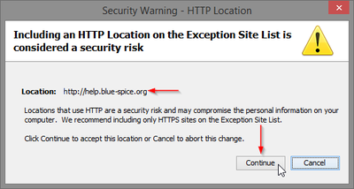 Screenshot: Security Warning