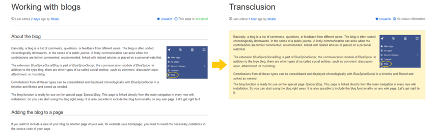 screenshot of transclusion template