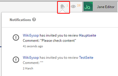 Screenshot: You will be informed about a new review task immediately