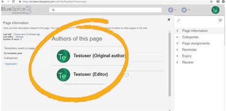 page authors in page information